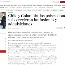 Chile y Colombia, los pases donde ms crecieron las fusiones y adquisiciones